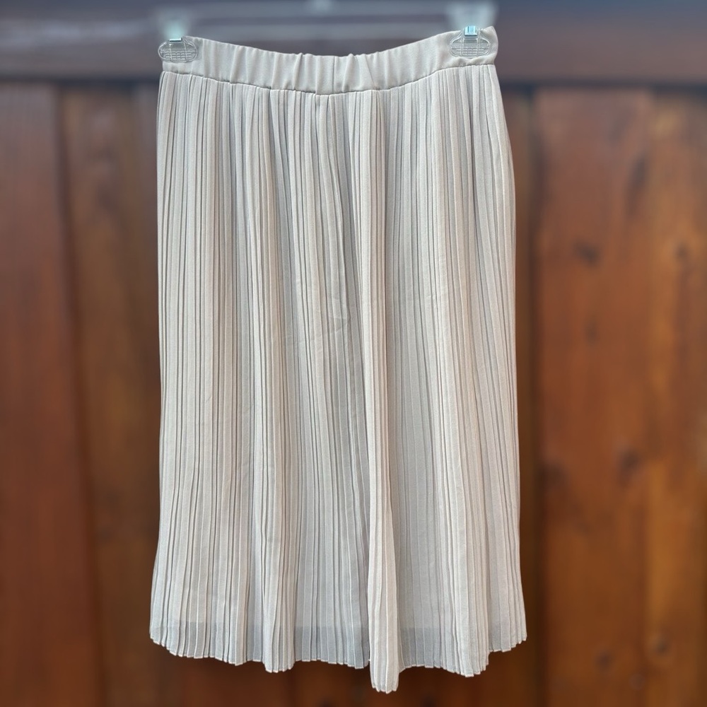 Zara Elegant Beige Cream Pleated Skirt